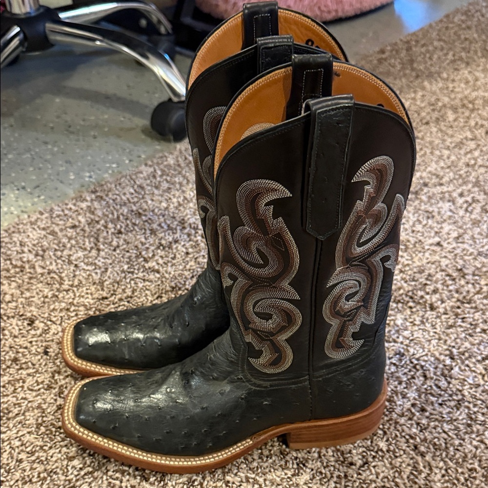 Rios of Mercedes Black Ostrich Cowboy Boots - Picture 2 of 5